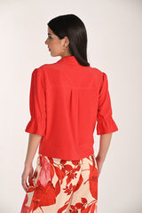 Frank Lyman Lust Red Tailored Casual Collared Zipper Top Jacket