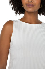 Sleeveless Boat Neck Rib Knit Top