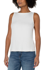 Sleeveless Boat Neck Rib Knit Top
