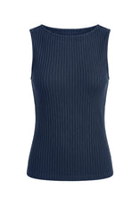 Sleeveless Boat Neck Rib Knit Top