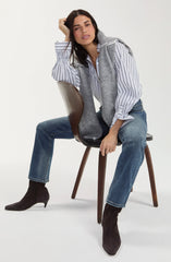 Adjustable Sleeve Button Front Woven Top