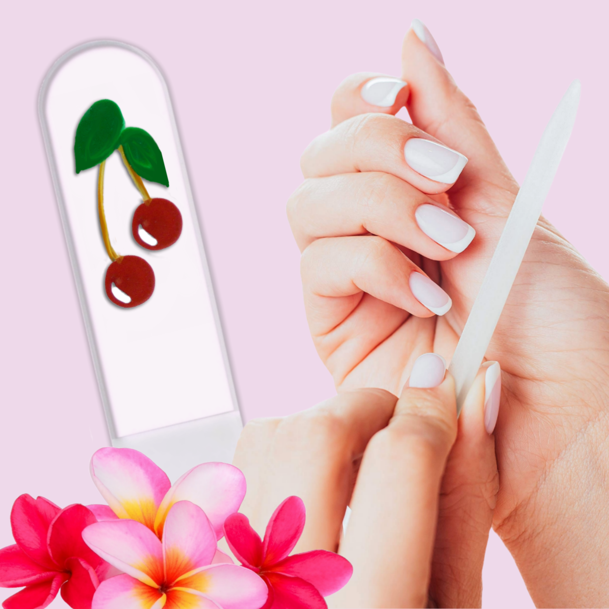 Cherries Red Fruit Hand Painted Czech Crystal Nail File