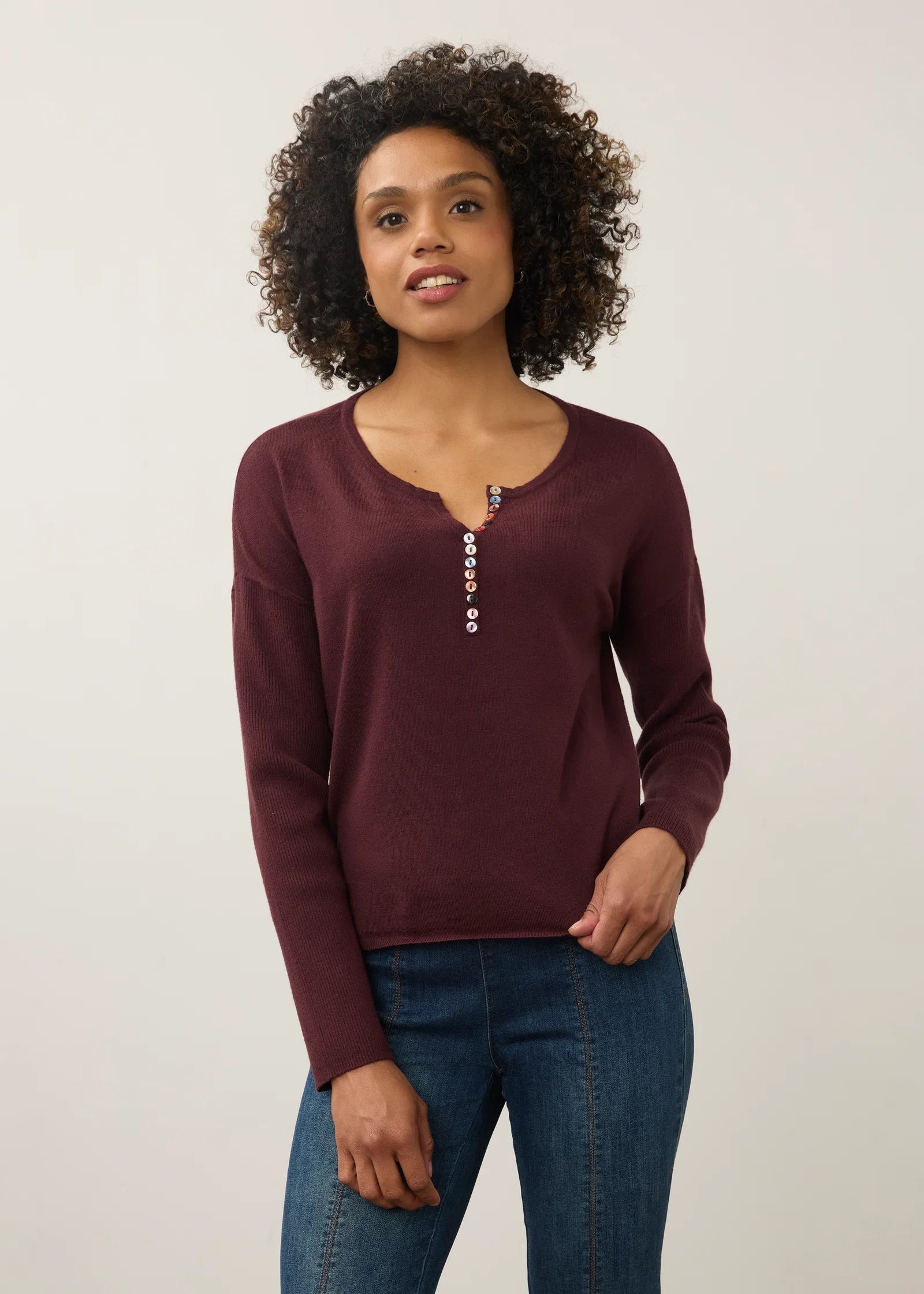 Notch Neck Rib Sweater