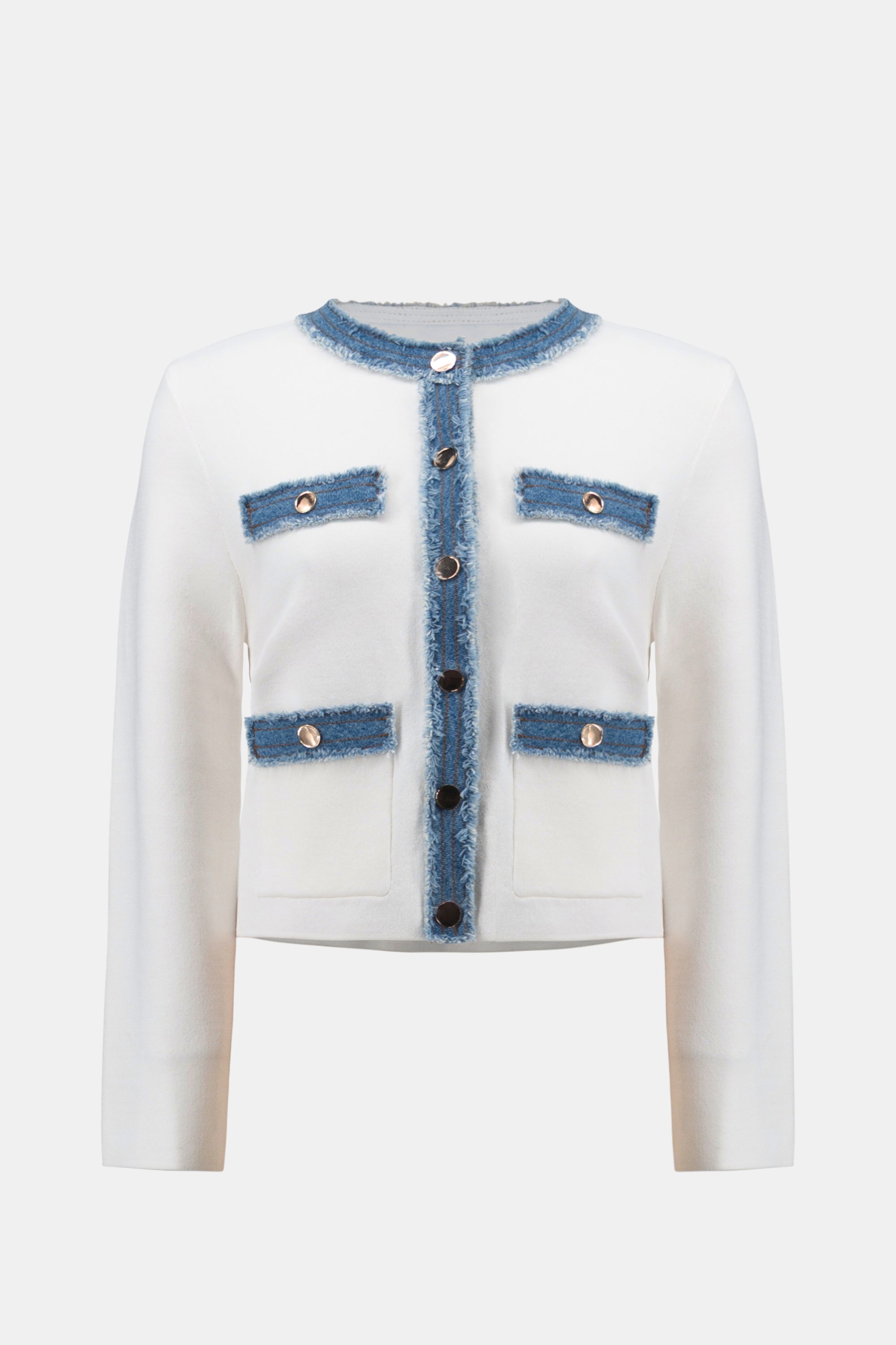 Joseph Ribkoff Viscose Blend Milano Stitch Jacket with Denim Trim