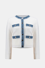 Joseph Ribkoff Viscose Blend Milano Stitch Jacket with Denim Trim