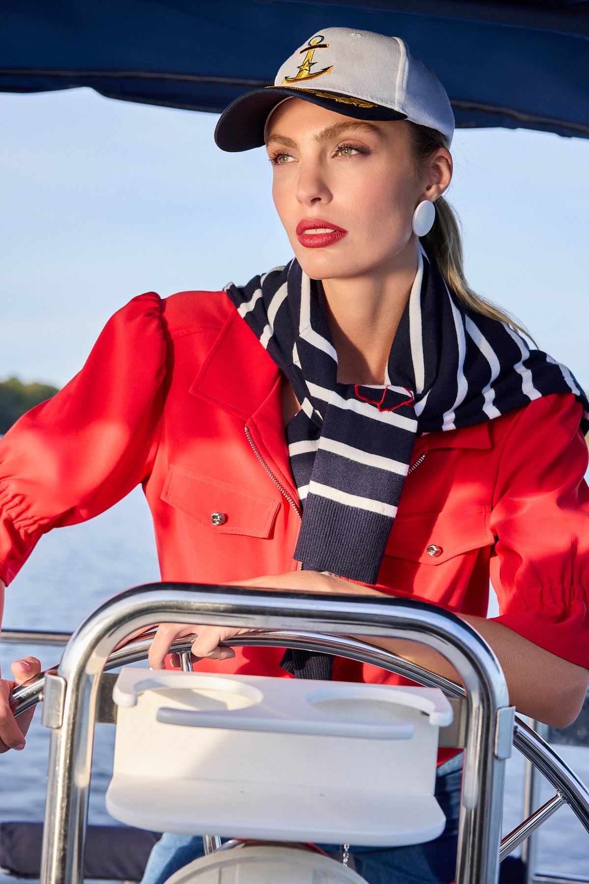 Frank Lyman Lust Red Tailored Casual Collared Zipper Top Jacket