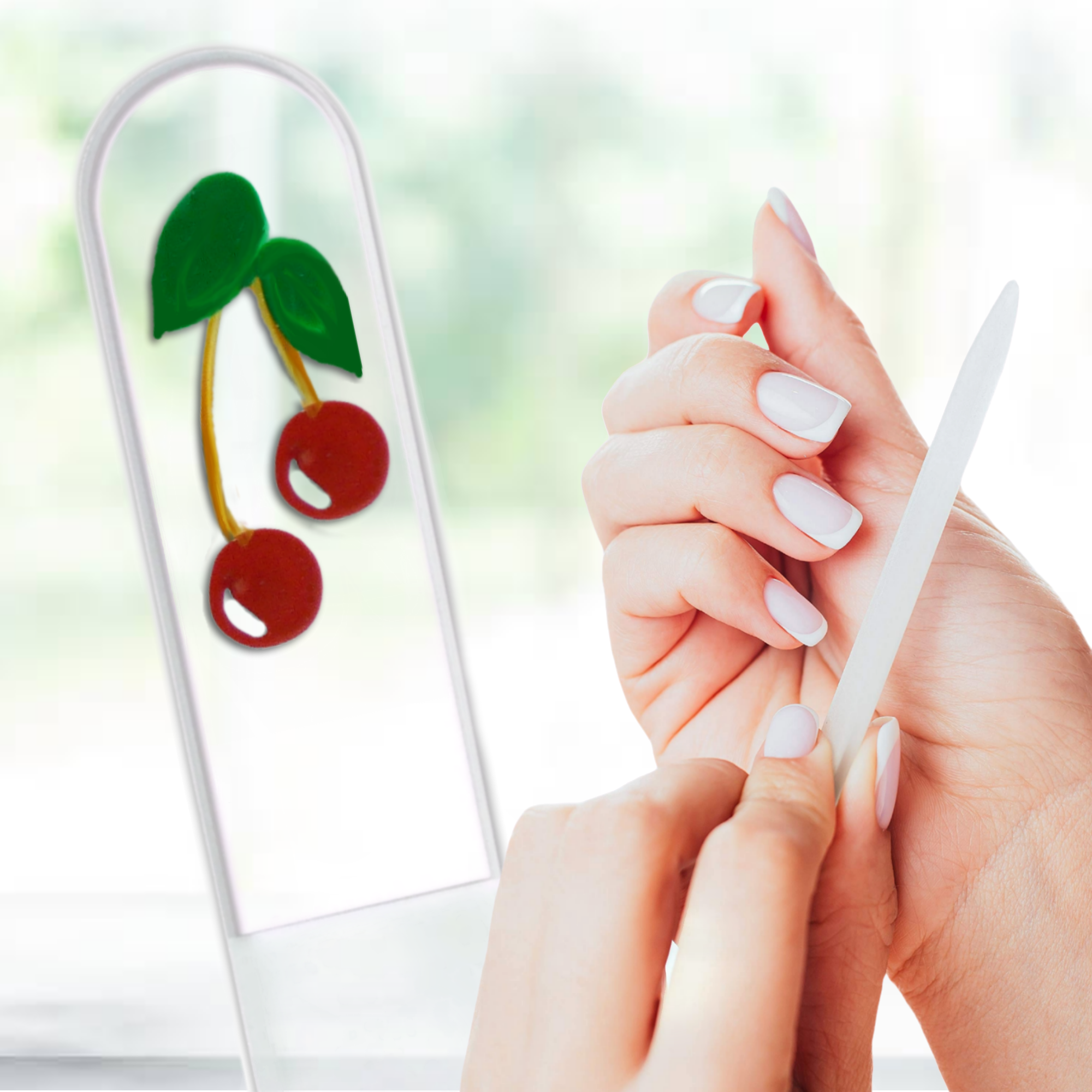 Cherries Red Fruit Hand Painted Czech Crystal Nail File