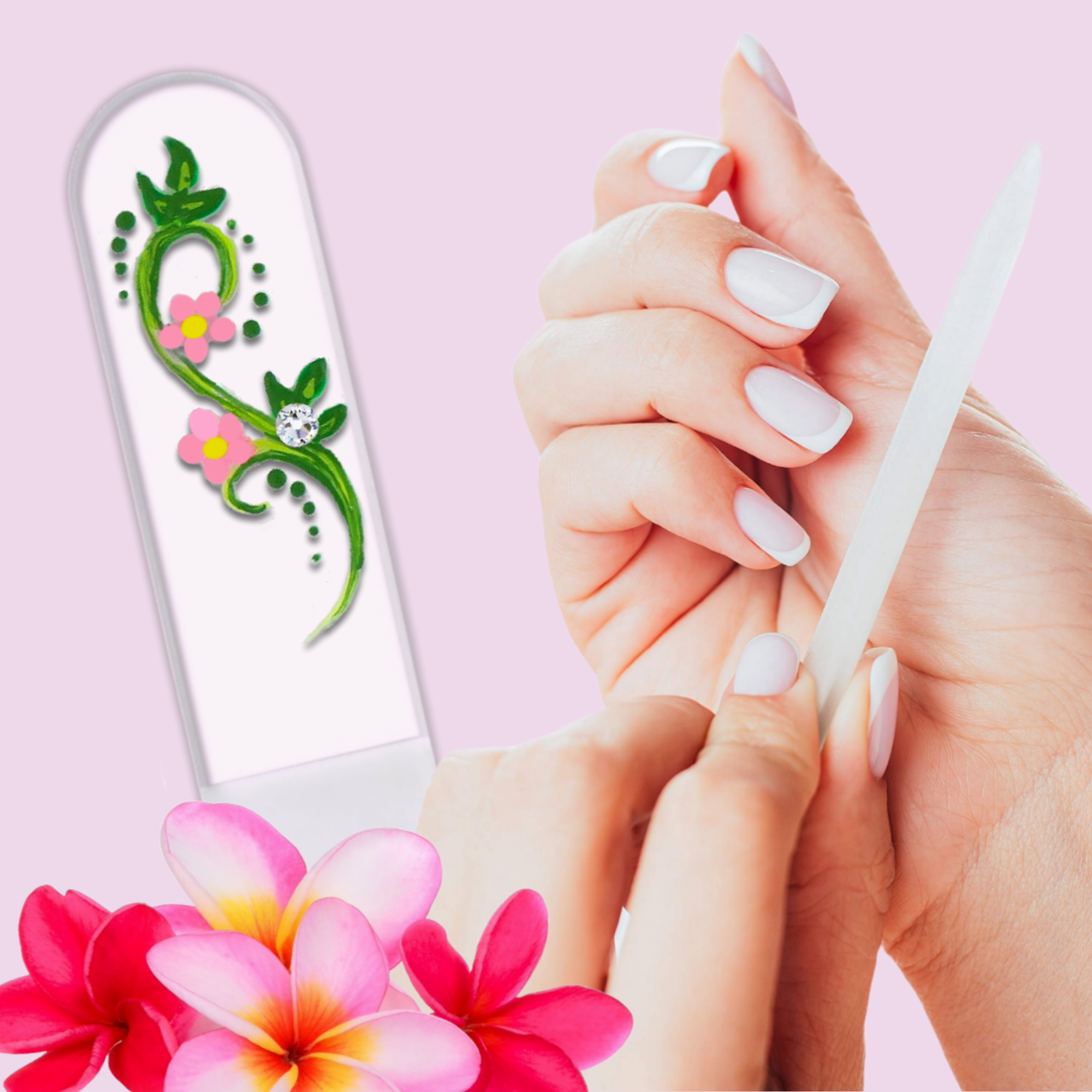 Pretty Posie Floral Swarovski Hand Painted Crystal Nail File