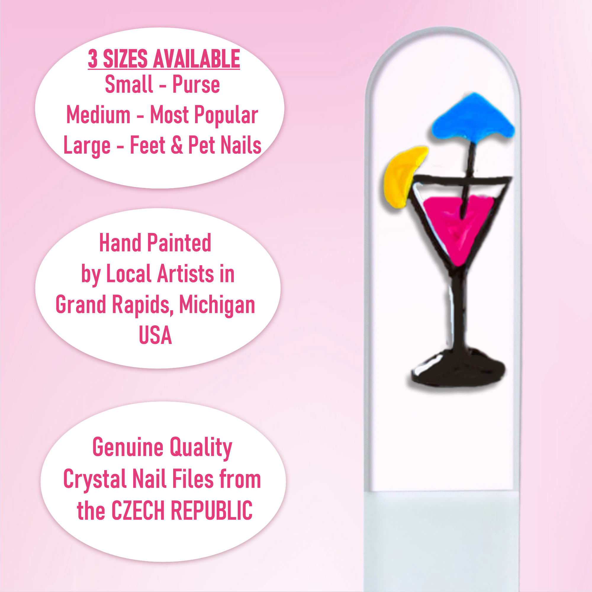Party Drink Special Occasion Hand Painted Crystal Nail File