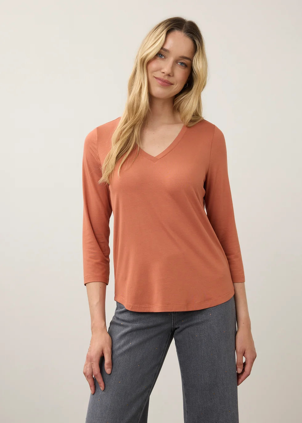 3/4 Sleeve V-Neck Top