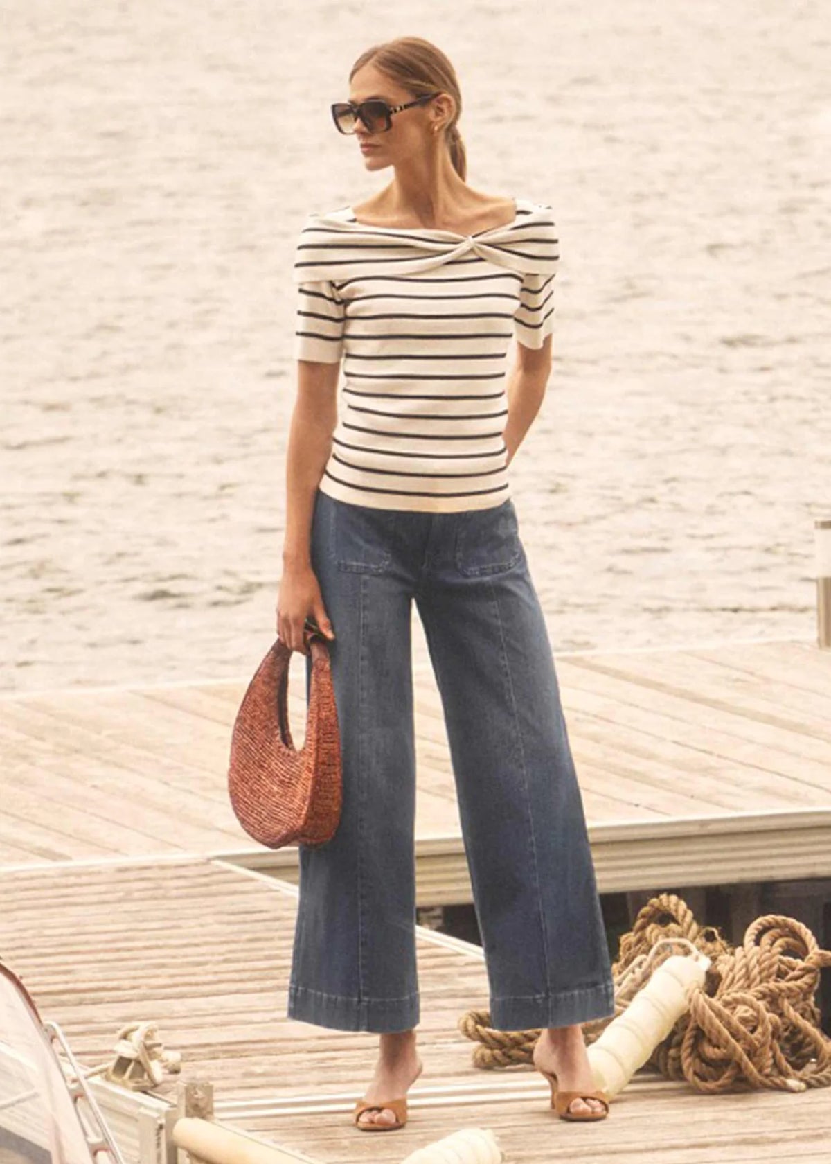 FDJ Pull-On Wide Crop Denim