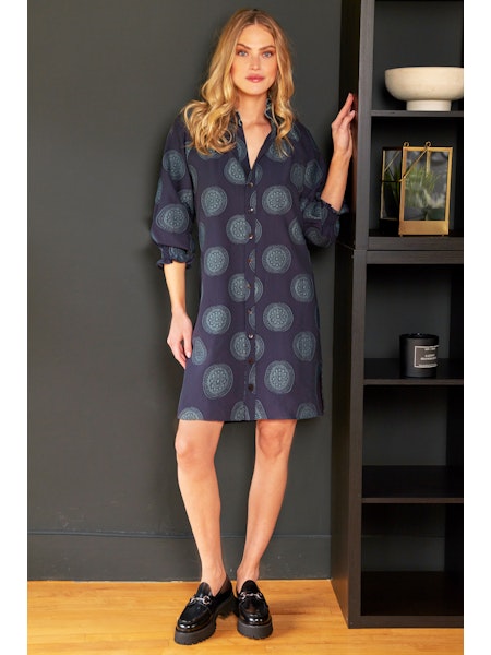 Finley Mallory Navy Teal Midi Dress