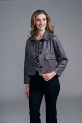 Vegan Leather Jacket with Contrast Stitching