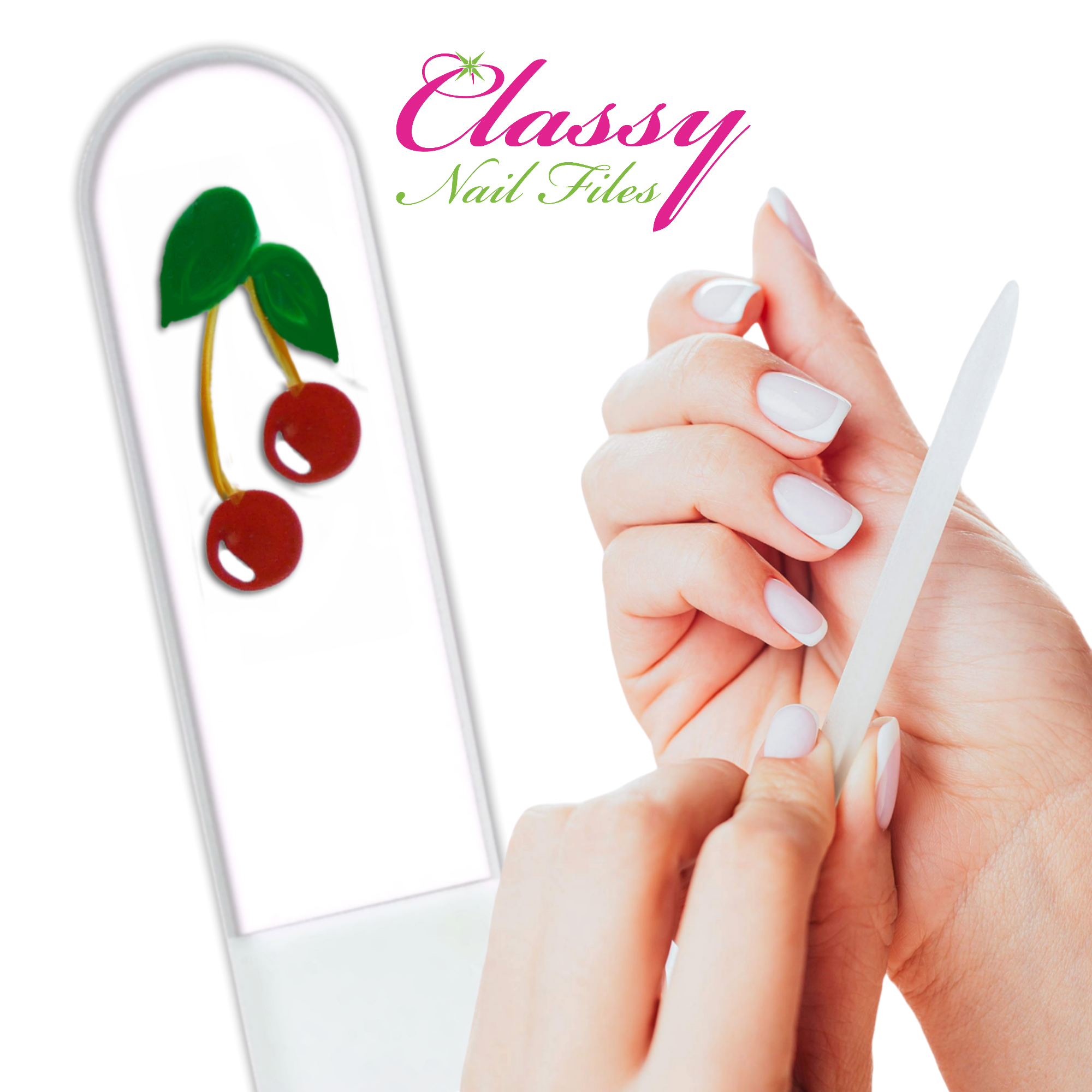 Cherries Red Fruit Hand Painted Czech Crystal Nail File