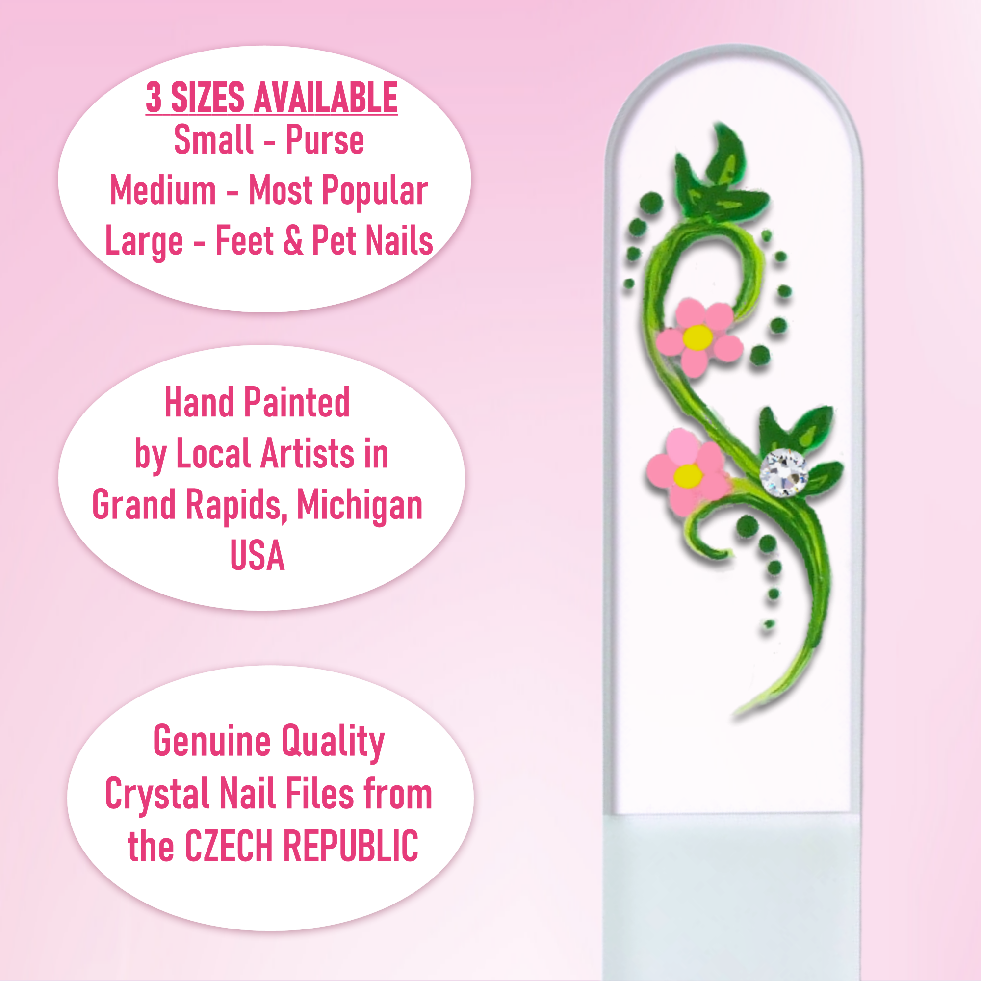Pretty Posie Floral Swarovski Hand Painted Crystal Nail File