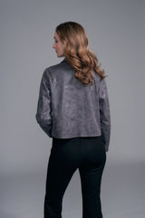 Vegan Leather Jacket with Contrast Stitching