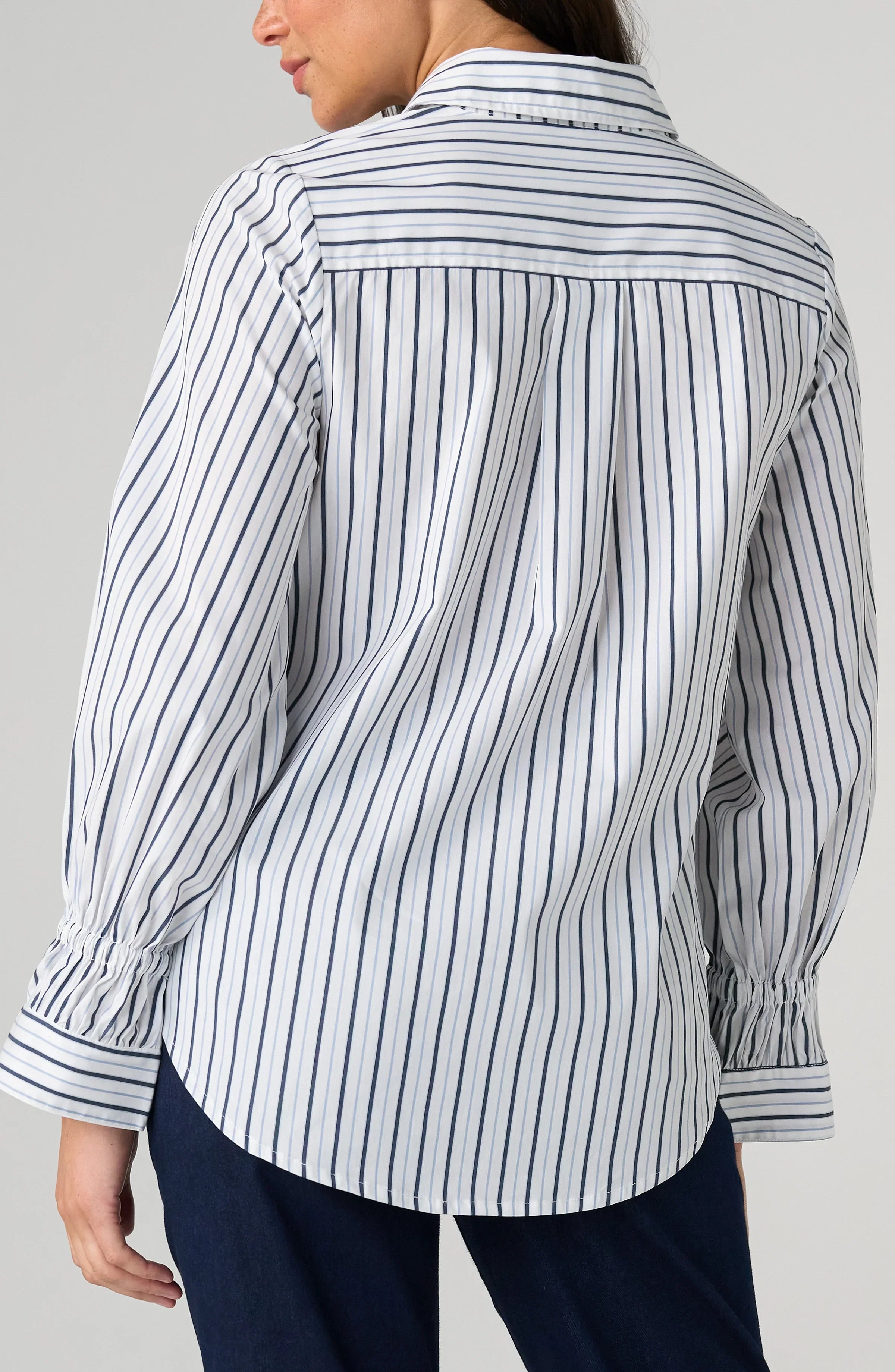 Adjustable Sleeve Button Front Woven Top