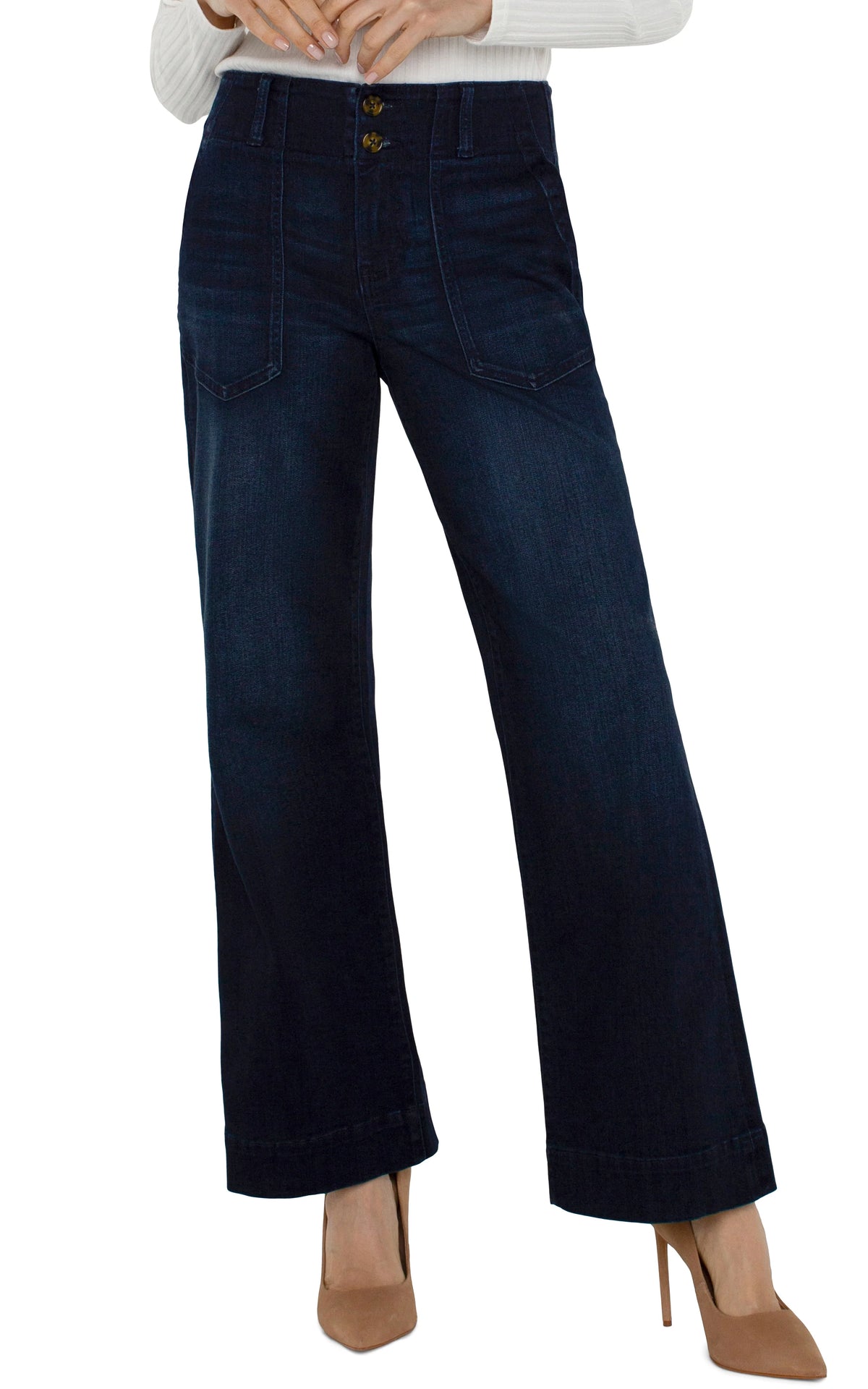 Patch Pocket Wide Leg Jean