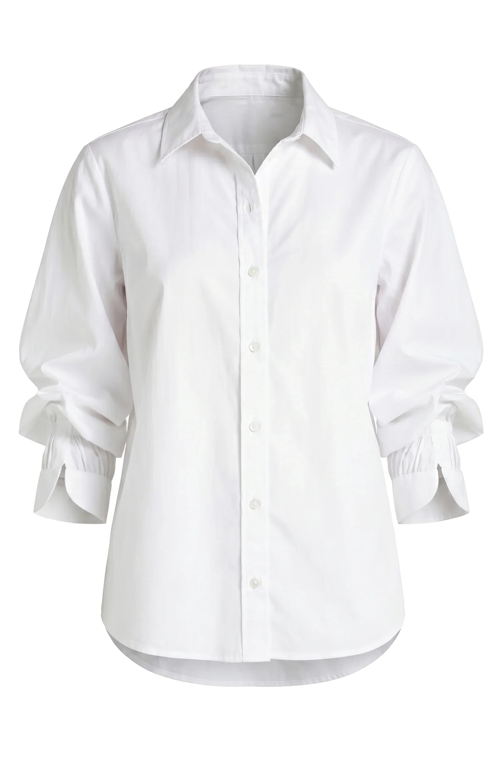 Adjustable Sleeve Button Front Woven Top