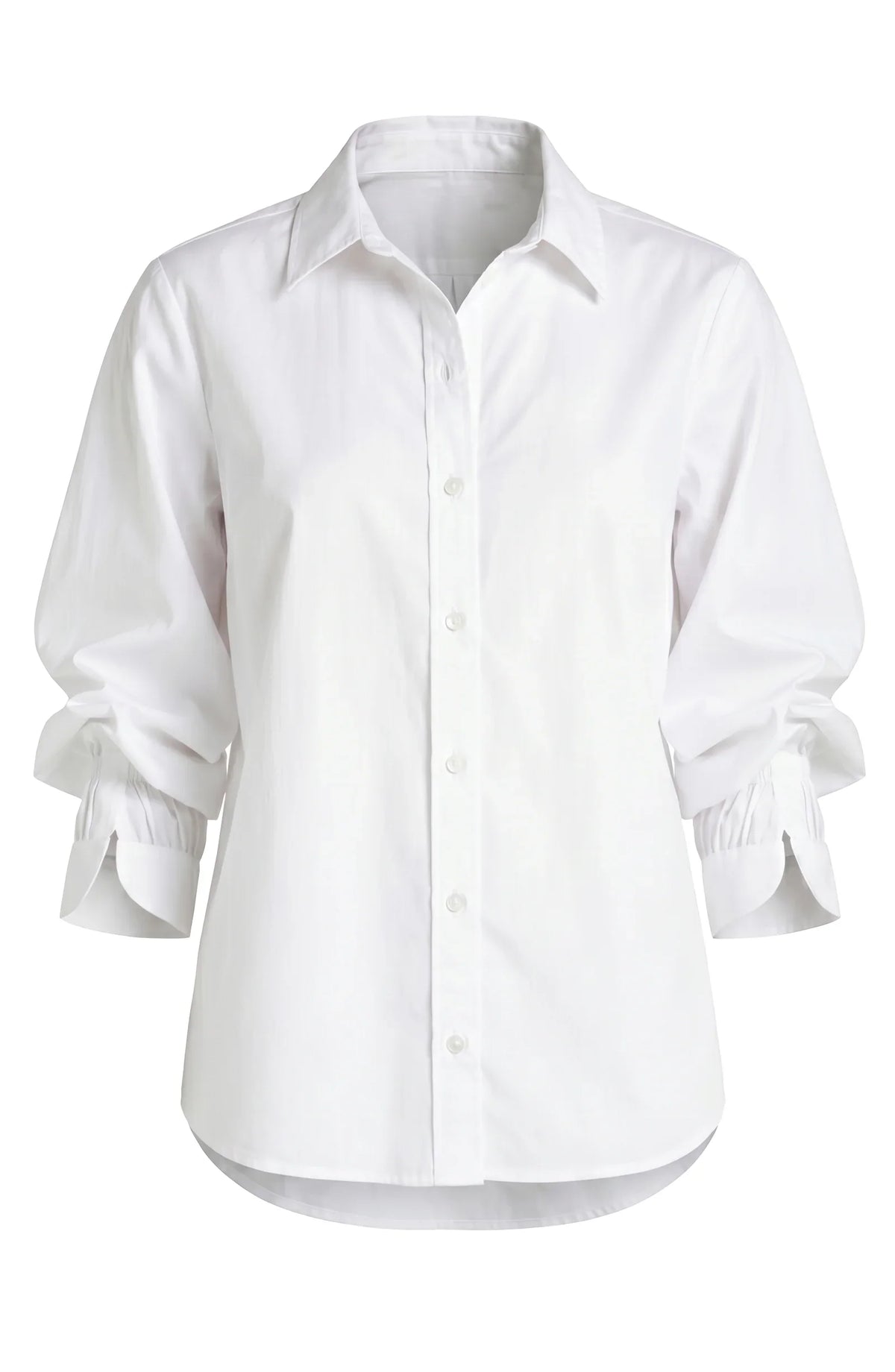 Adjustable Sleeve Button Front Woven Top