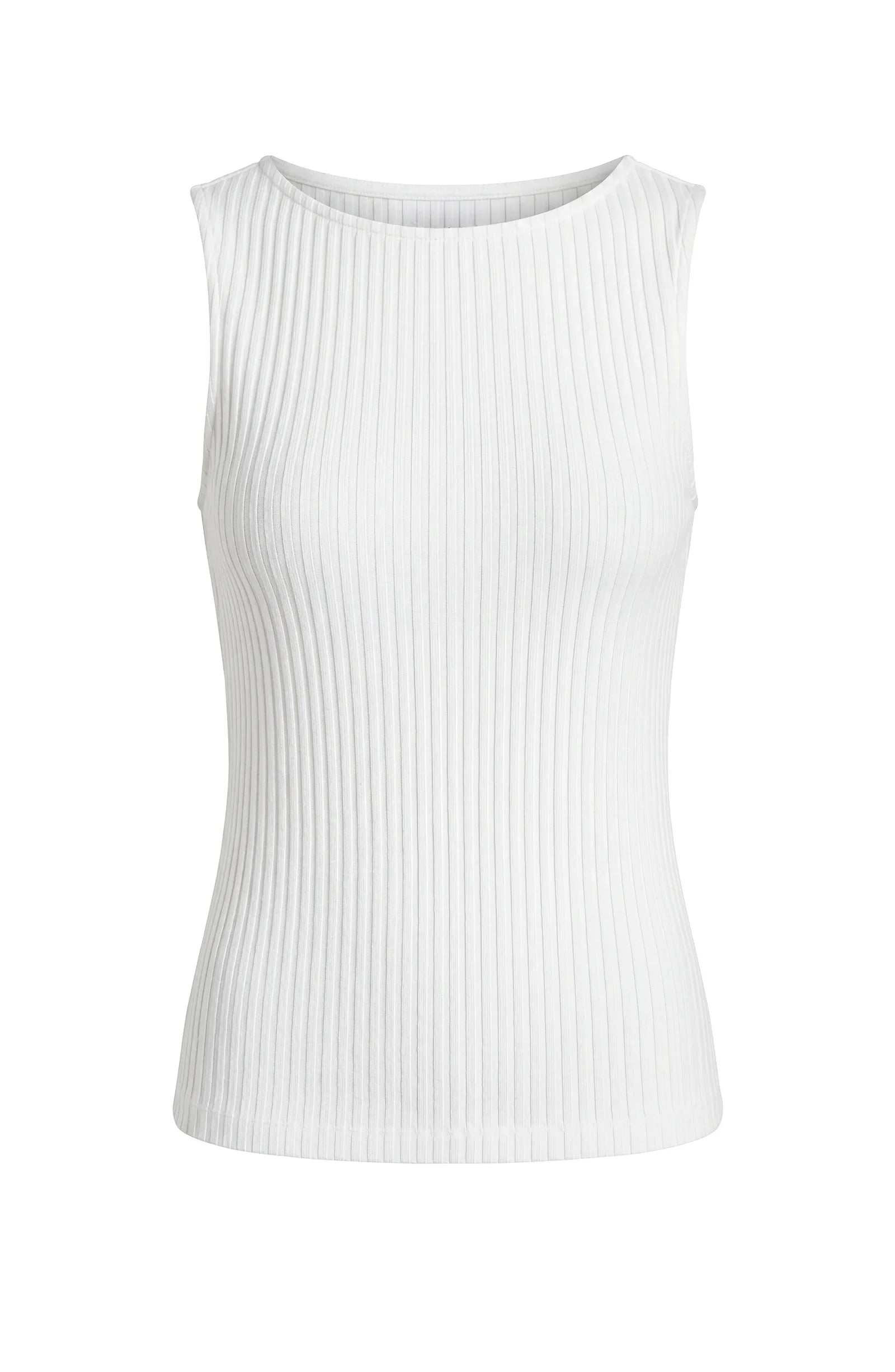 Sleeveless Boat Neck Rib Knit Top