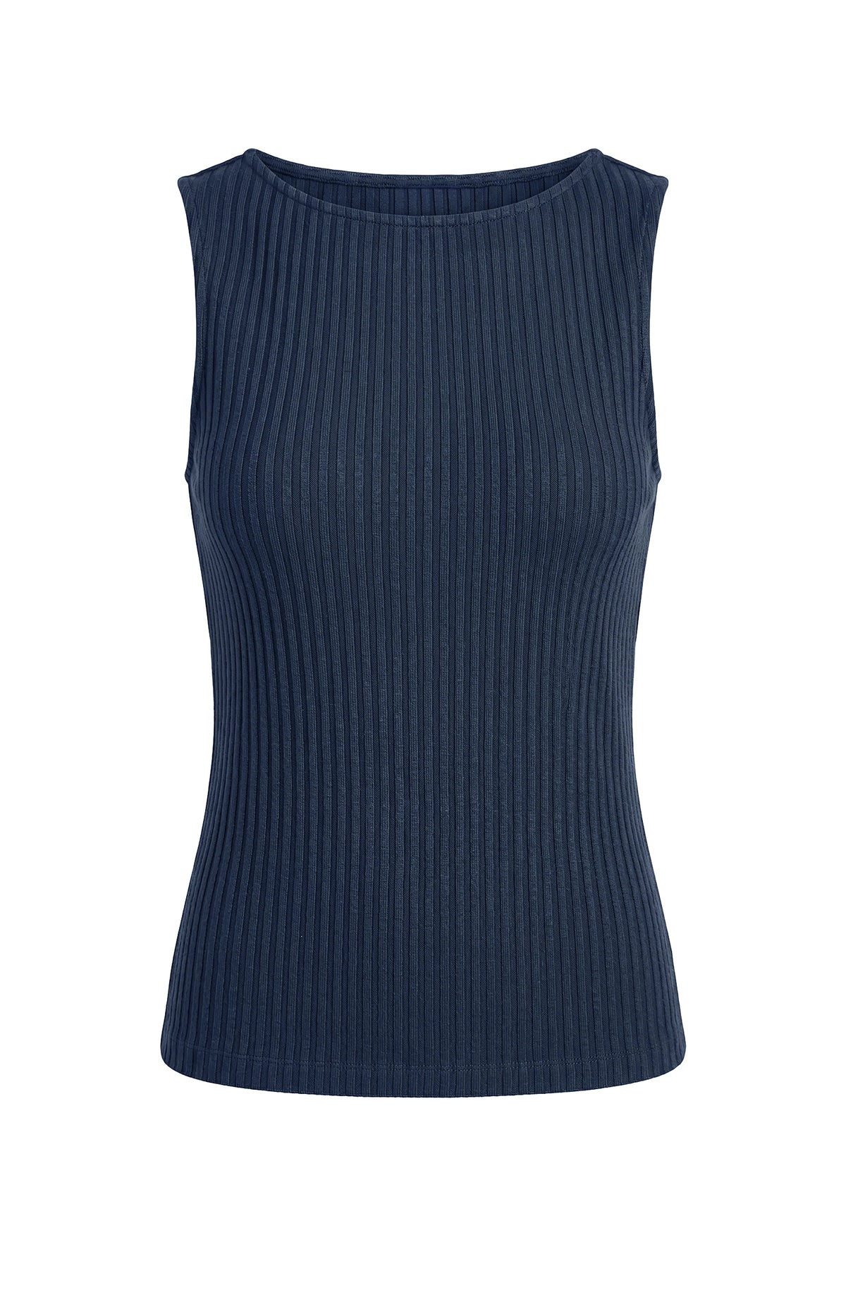 Sleeveless Boat Neck Rib Knit Top