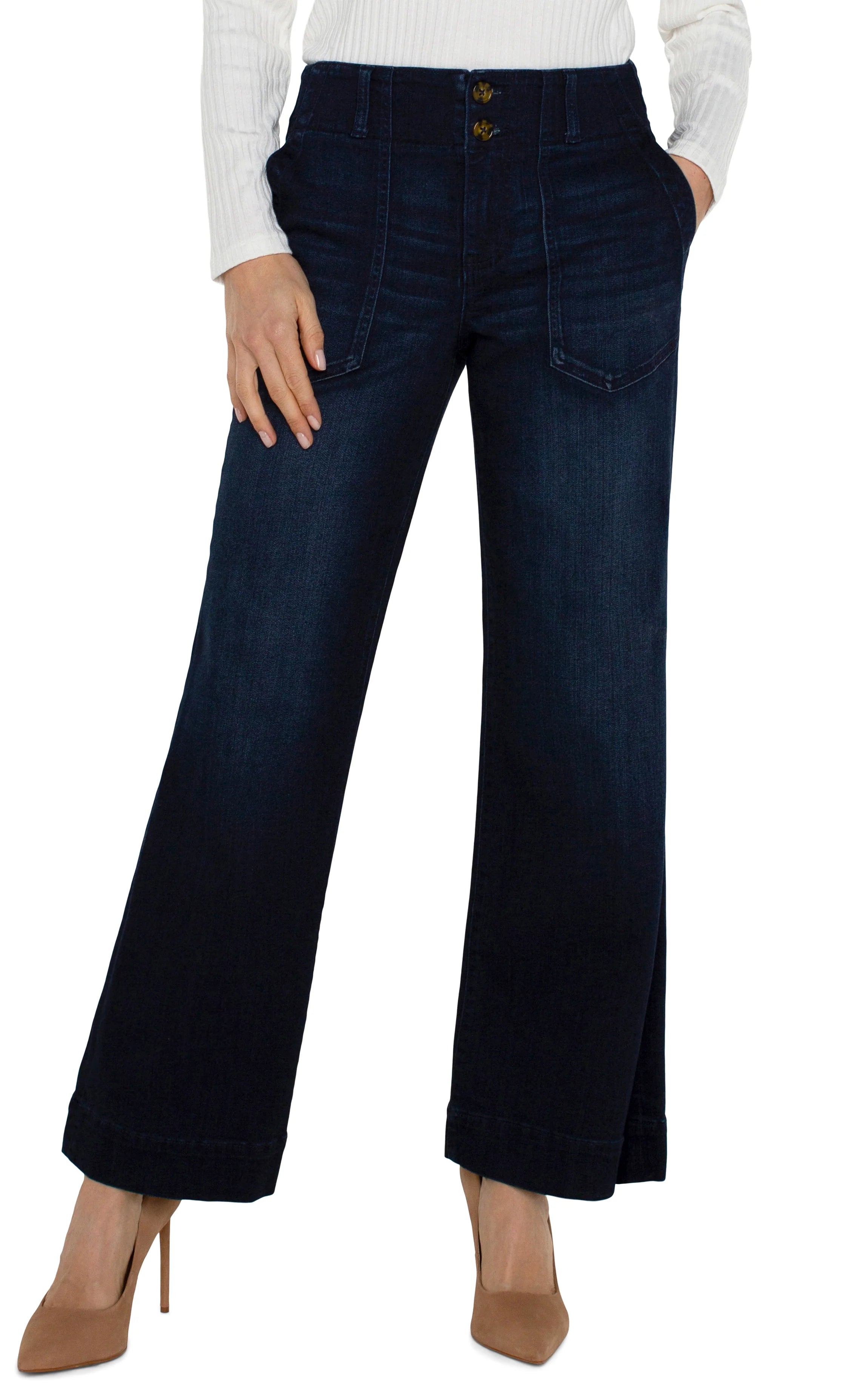 Patch Pocket Wide Leg Jean