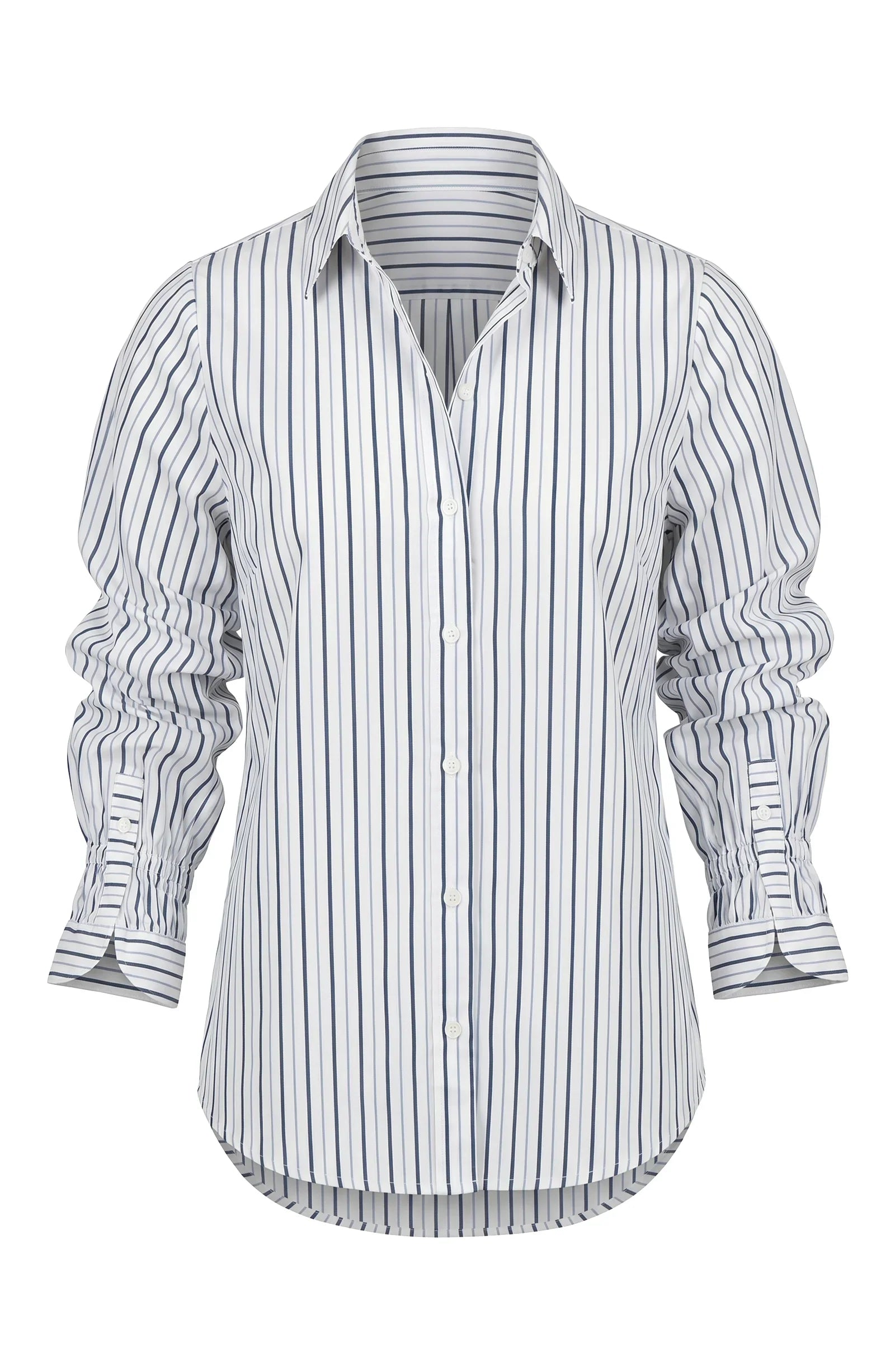 Adjustable Sleeve Button Front Woven Top