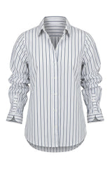 Adjustable Sleeve Button Front Woven Top